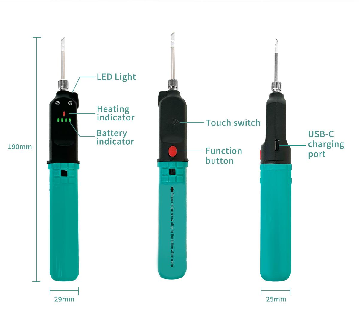 Cordless 12W Soldering Iron with USB Type-C Charging