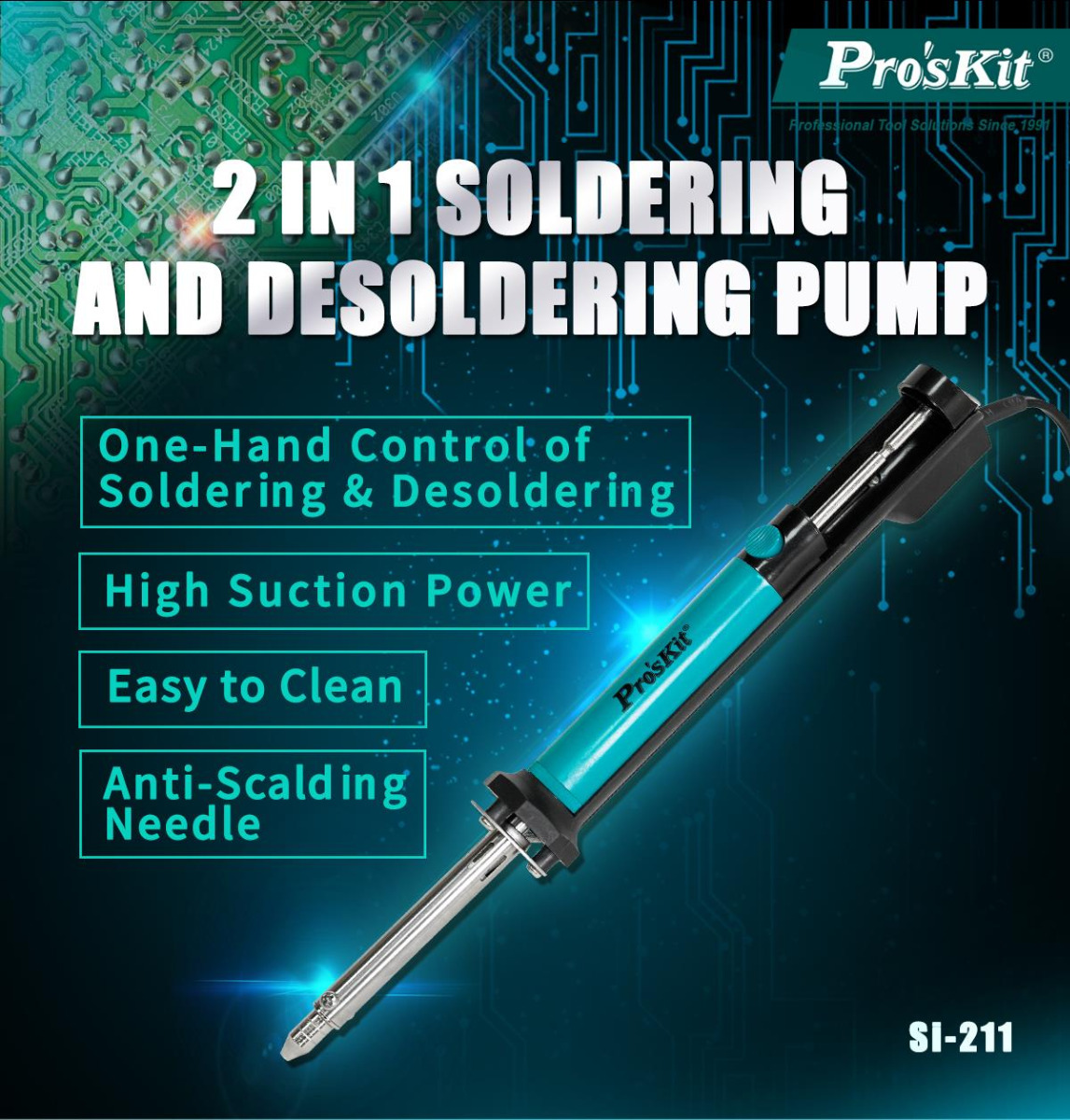 40 Watt 2-in-1 Soldering Iron and Desoldering Pump