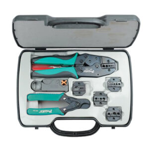 Coax Crimping Tool Kit w/Crimp Frame, 5 Dies, Rotary Stripper