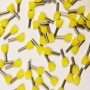 Wire Ferrule, Yellow, Twin, AWG 18x2, 8 mm Barrel, 500 per bag