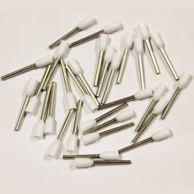 Wire Ferrule, White, AWG 20, 12 mm Barrel, 500 per bag