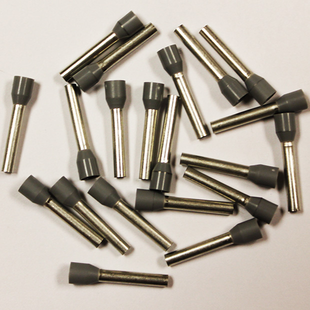 Wire Ferrule, Gray, AWG 12, 18 mm Barrel, 100 per bag