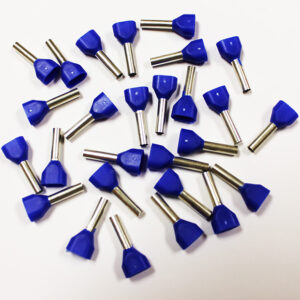 Wire Ferrule, Blue, Twin, AWG 14X2, 12 mm Barrel, 200 per bag - Image 2
