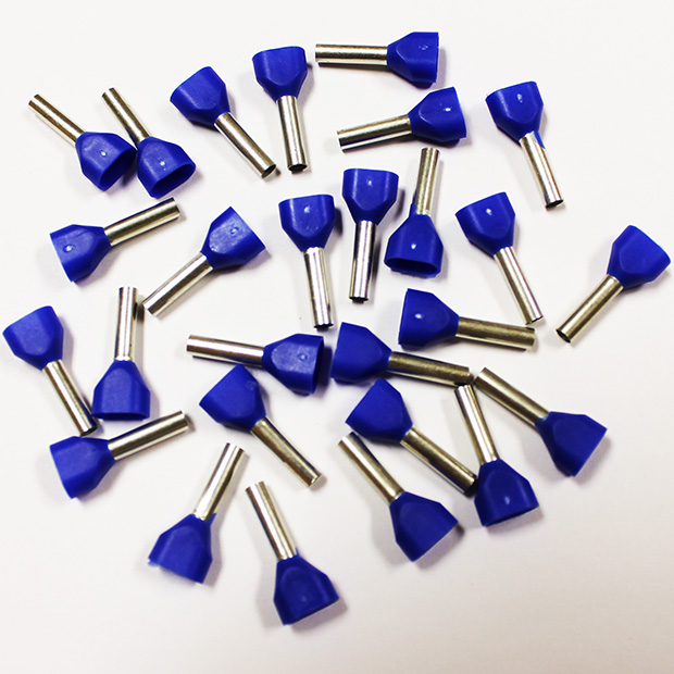 Wire Ferrule, Blue, Twin, AWG 14X2, 12 mm Barrel, 200 per bag