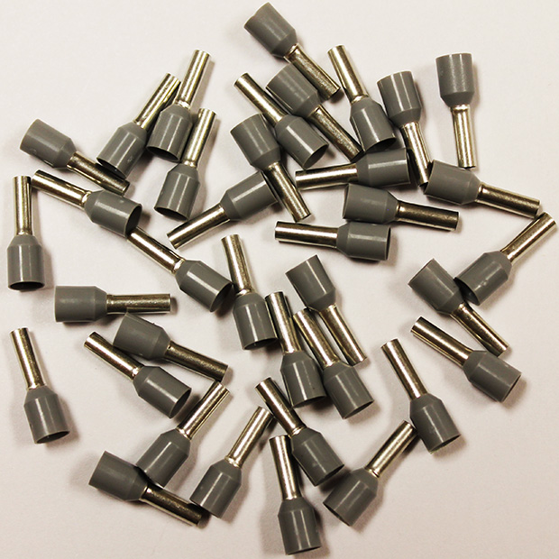 Wire Ferrule, 100 pk, Gray AWG 14, 8mm Barrel