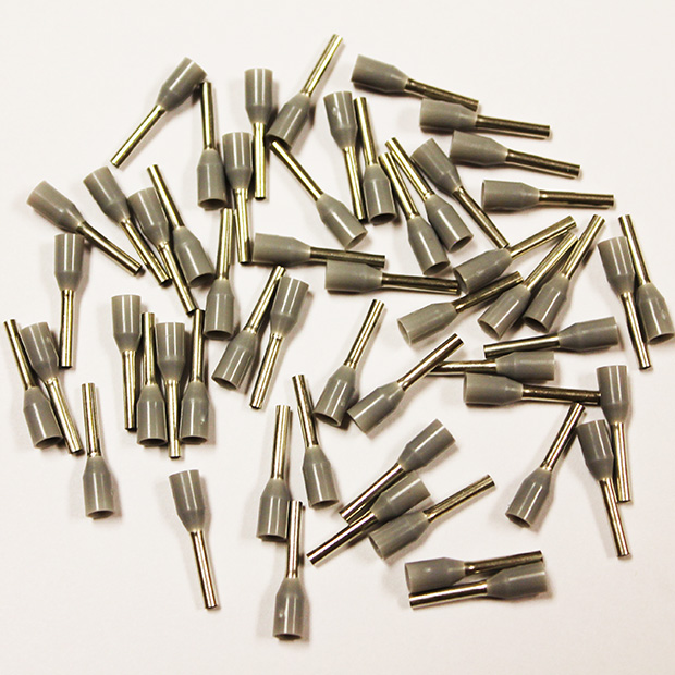 Wire Ferrule, Gray, AWG 20, 8 mm Barrel, 500 per bag