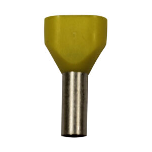 Wire Ferrule, Yellow, Twin, AWG 10X2, 12 mm Barrel, 100 per bag