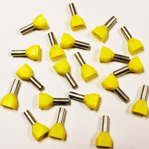 Wire Ferrule, Yellow, Twin, AWG 10X2, 12 mm Barrel, 100 per bag - Image 2