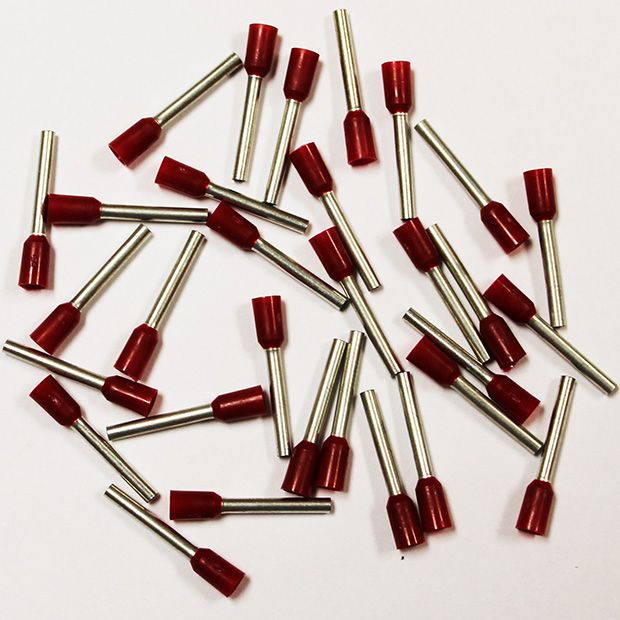 Wire Ferrule, 100 pk, Red AWG 18, 12mm Barrel