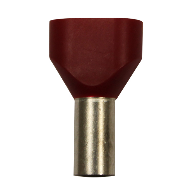 Wire Ferrule, Red, Twin, AWG 8X2, 12 mm Barrel, 100 per bag