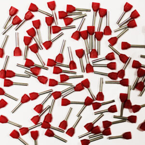 Wire Ferrule, Red, Twin, AWG 18X2, 12mm Barrel, 500 per bag - Image 2