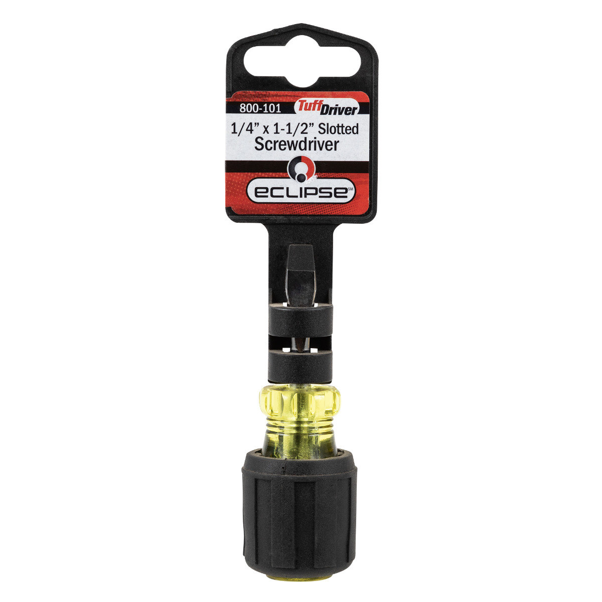 Flat Blade Rubber Grip Stubby Screwdriver 1/4 x 1-1/2"