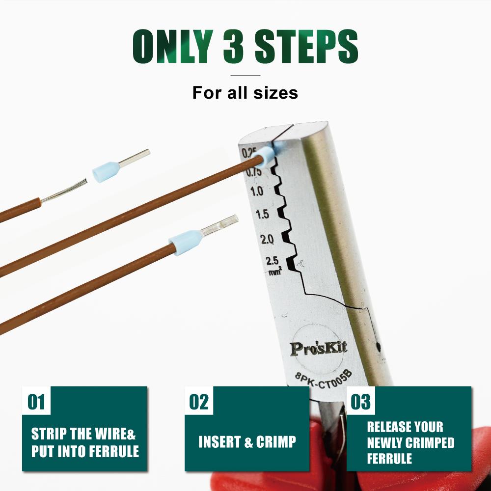 Wire Ferrule Crimper 24-14 AWG  Includes Assorted Wire Ferrules