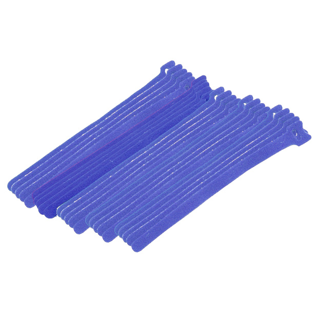 Hook and Loop Cable Ties, 8" Blue, 25 PK