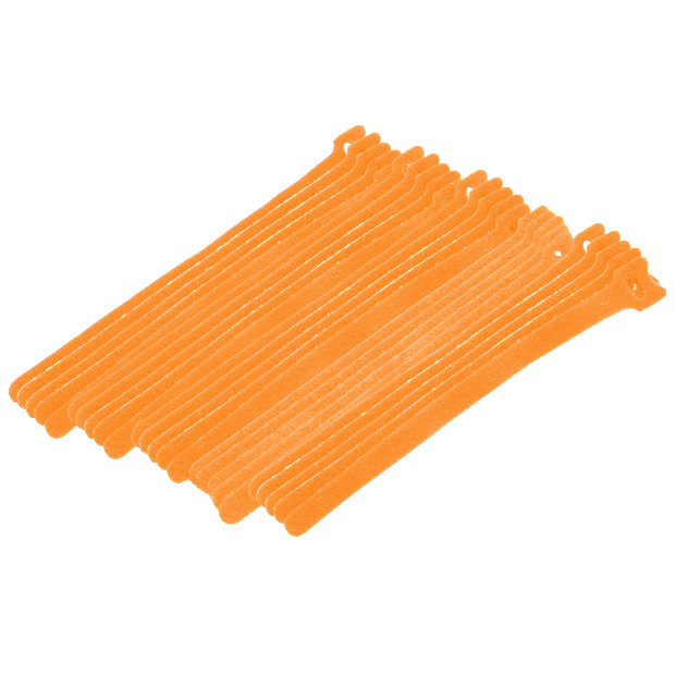 Hook and Loop Cable Ties,  8" Orange, 25 PK