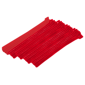 Hook and Loop Cable Ties,  8" Red, 25 PK