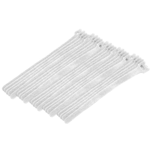Hook and Loop Cable Ties, 8" White, 25 PK