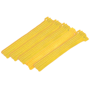 Hook and Loop Cable Ties, 8" Yellow, 25 PK