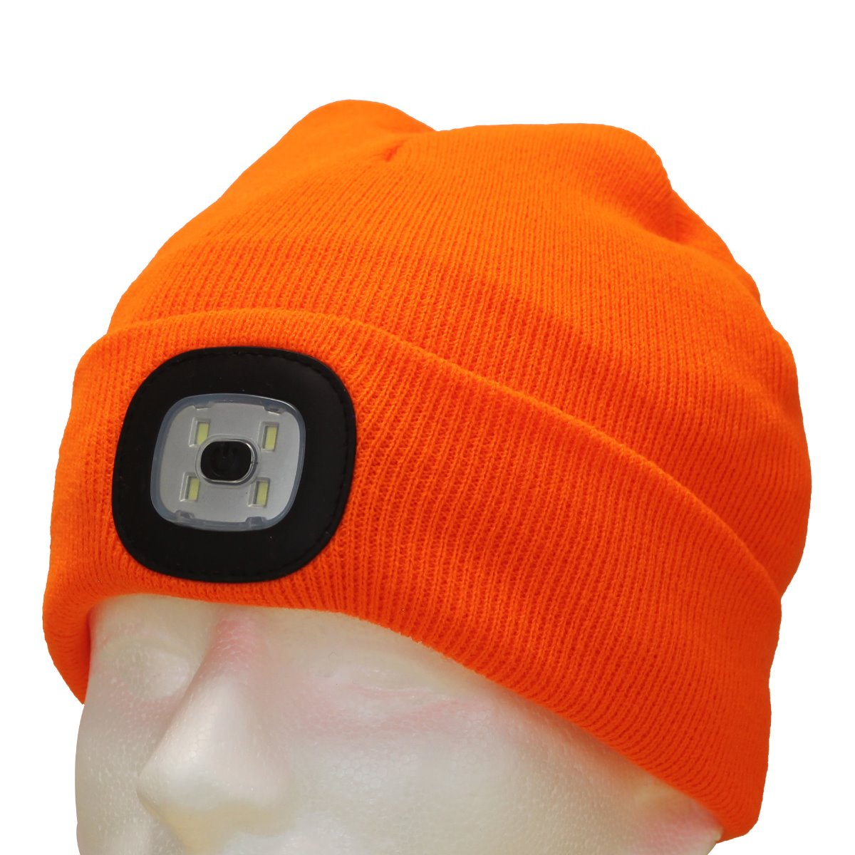 USB LED Rechargeable Beanie Headlight Orange
