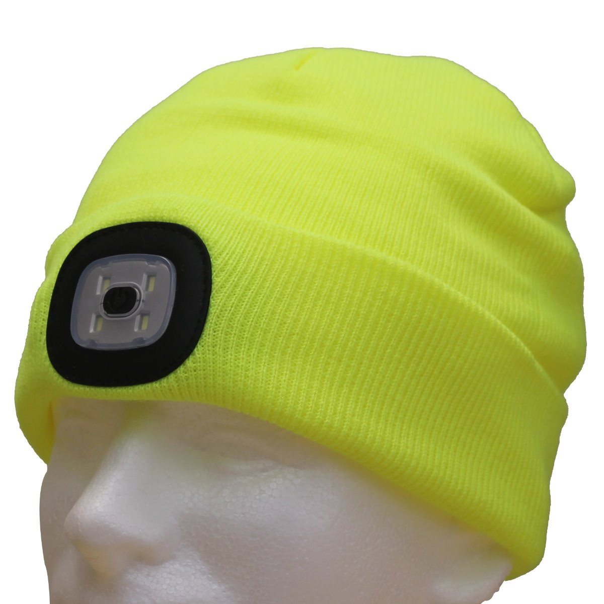USB LED Rechargeable Beanie Headlight Yellow