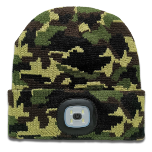 USB LED Rechargeable Beanie Headlight Camo