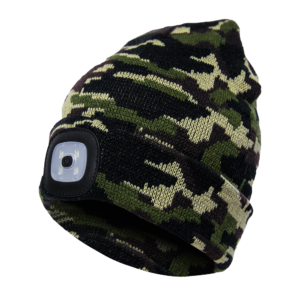 USB LED Rechargeable Beanie Headlight Camo - Image 3