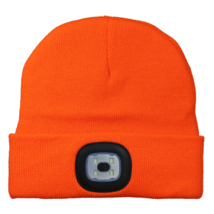 USB LED Rechargeable Beanie Headlight Orange