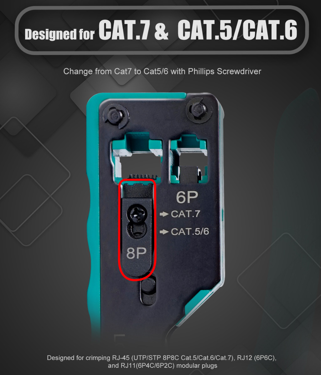 Modular Plug Crimping Tool for Cat7 and Cat5/6