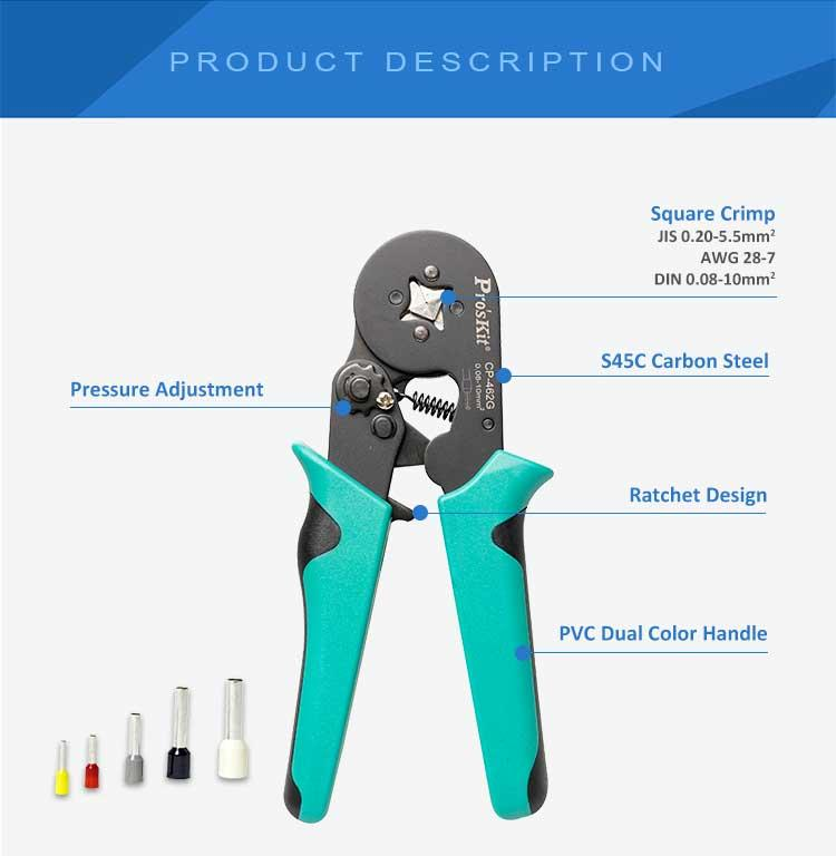 Square Crimp Wire Ferrule Crimper AWG 28-7