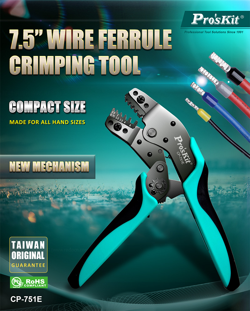 Compact Crimper for Wire Ferrules AWG  22-10