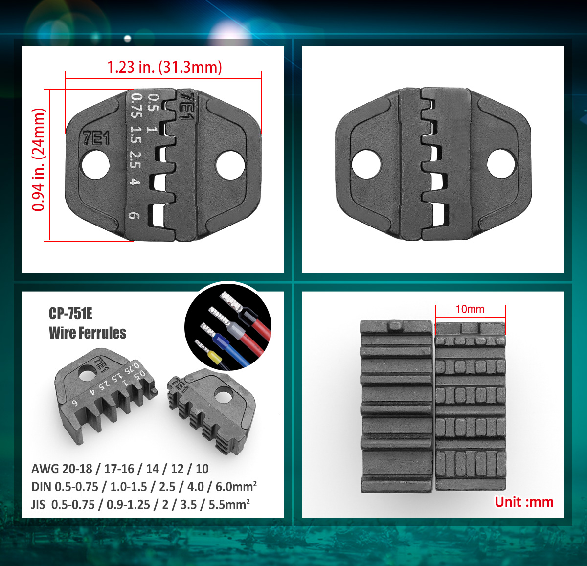 Compact Crimper for Wire Ferrules AWG  22-10