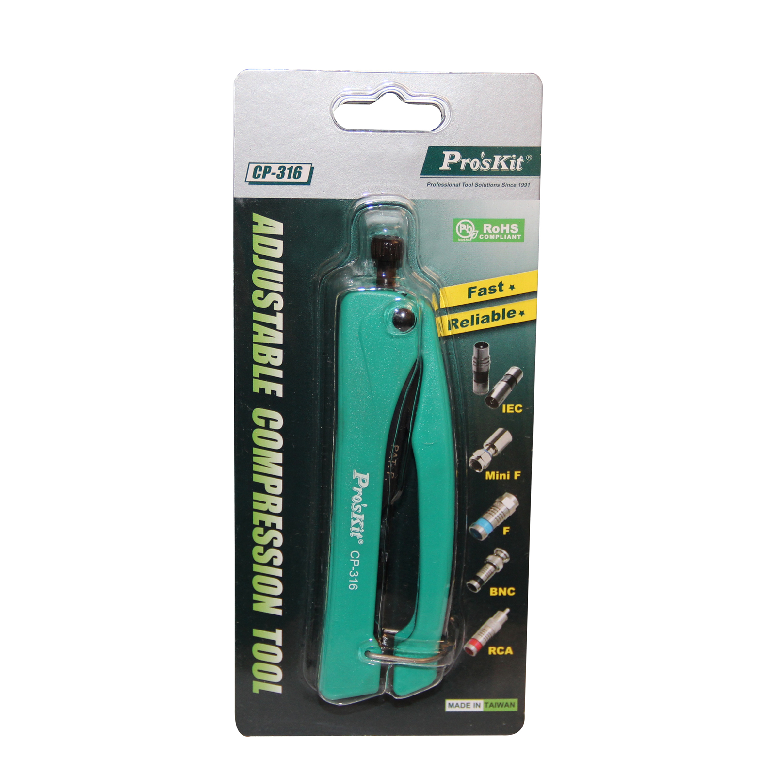 Adjustable Compact Compression Tool for F, BNC, RCA