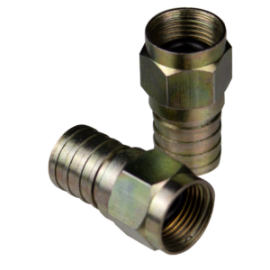 Hex Crimp CATV F Connectors, RG6, 100 Pack