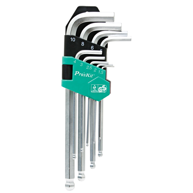 9 Pc Ball Point Long Arm Hex Key Set - Metric Sizes 1.5 - 10mm