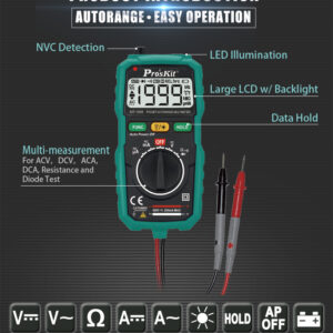3-1/2 digits 1999 Counts Pocket Auto-range Multimeter with Built-in Leads and Resistance, Diode Tests - Image 3