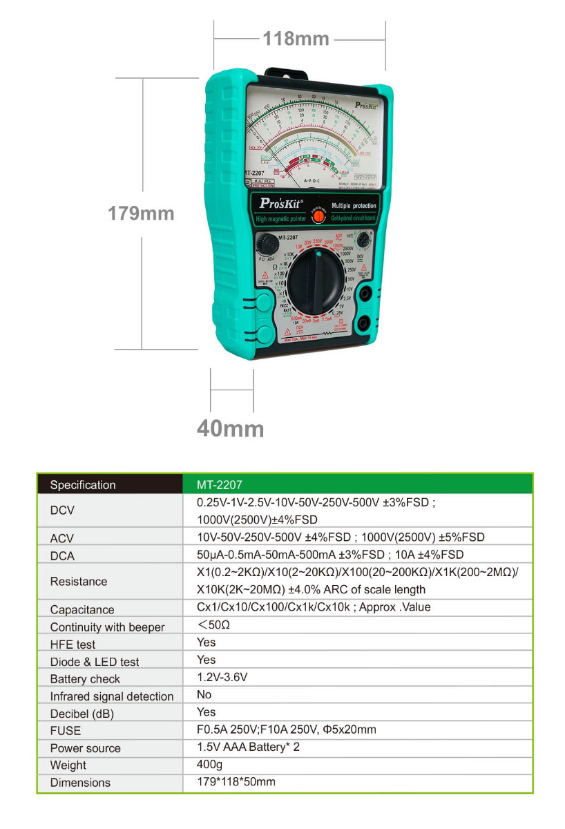Protective Function Analog Multimeter