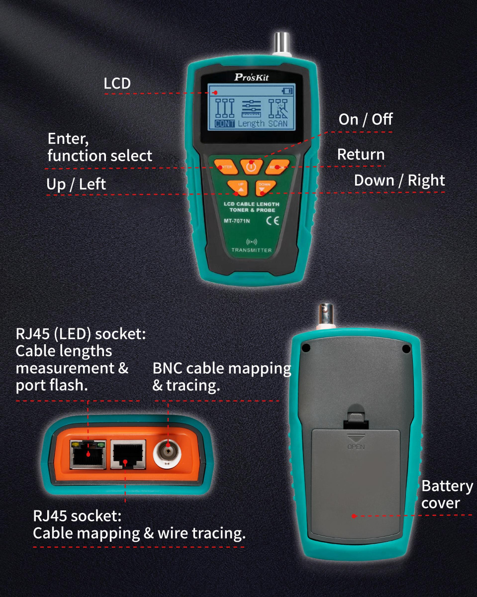 LCD Cable Length Toner & Probe Kit