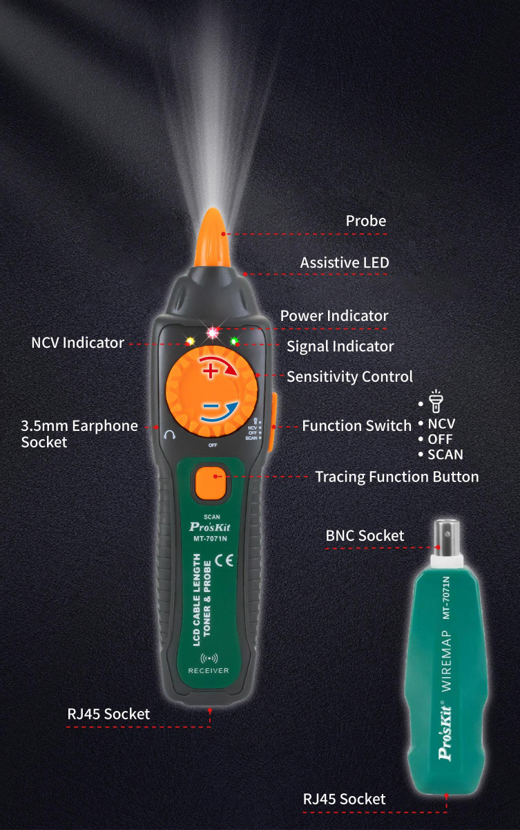LCD Cable Length Toner & Probe Kit