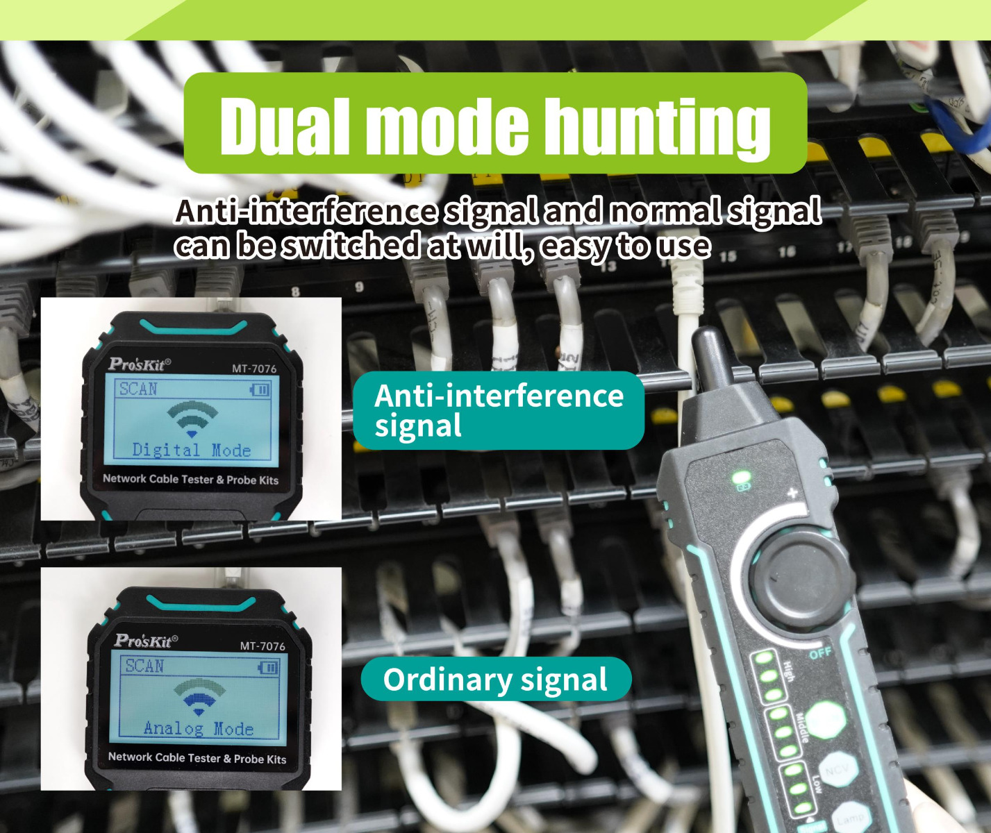 Li-Ion Rechargeable LCD Network Cable Tester and Probe Kit