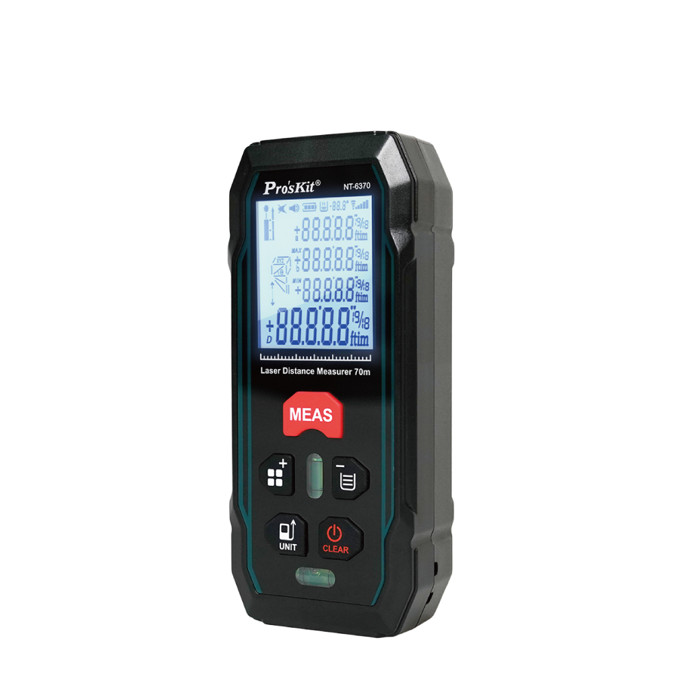 Laser Distance Measure with Lateral and Vertical Bubble Levels