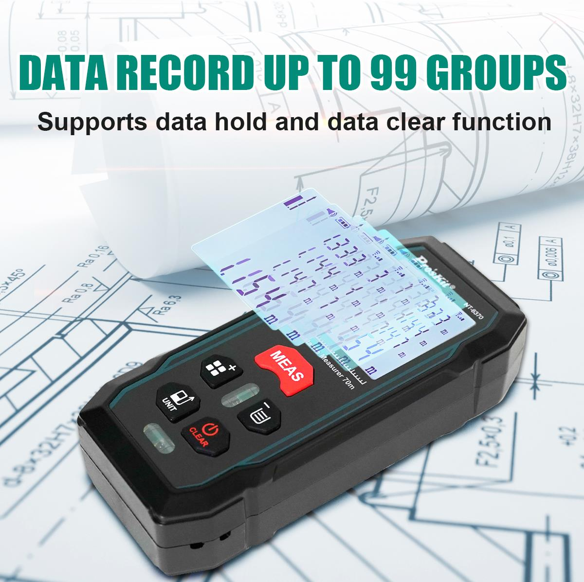 Laser Distance Measure with Lateral and Vertical Bubble Levels