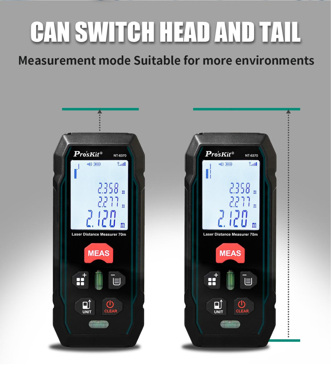 Laser Distance Measure with Lateral and Vertical Bubble Levels