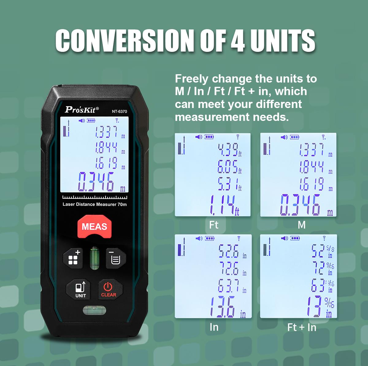 Laser Distance Measure with Lateral and Vertical Bubble Levels