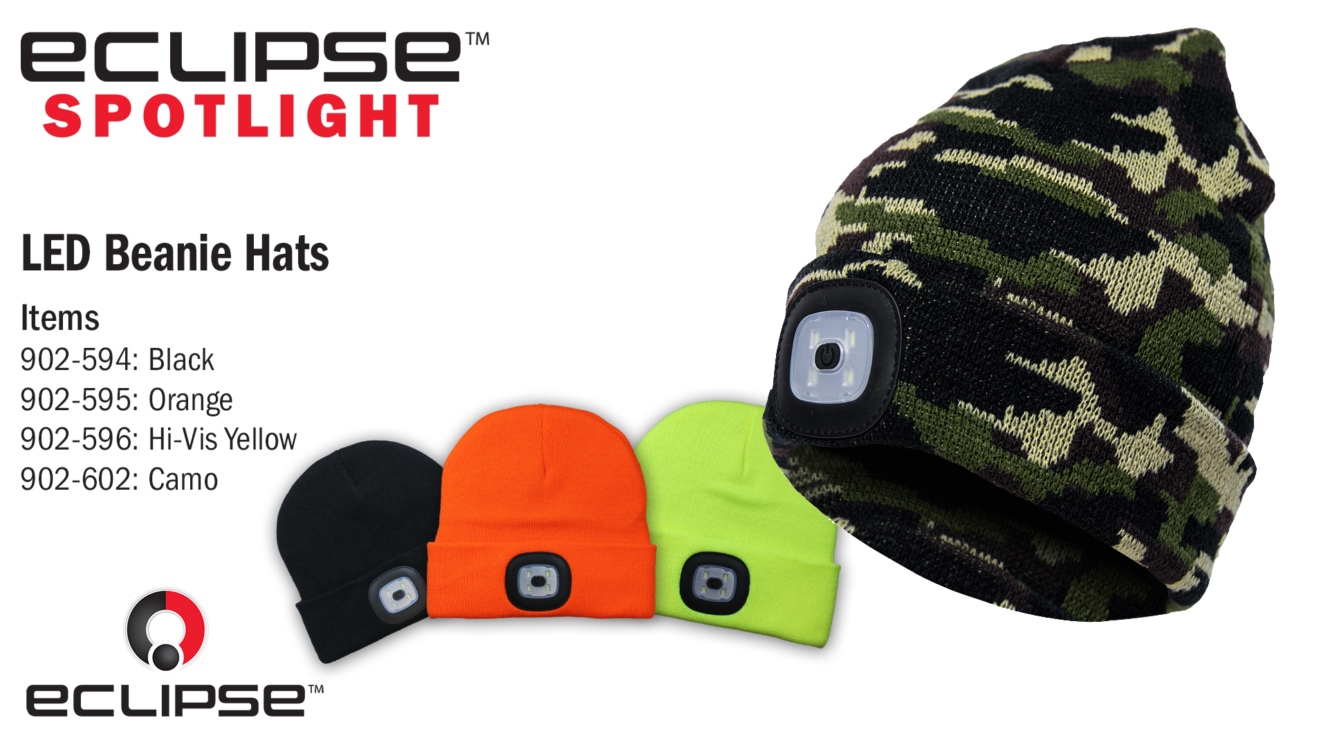USB LED Rechargeable Beanie Headlight Camo